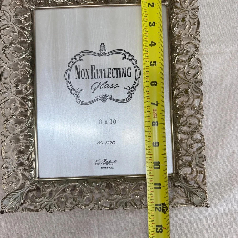Vintage Metalcraft Silver Filigree Wall Picture Frame 8x10 Ornate Hanging Frame